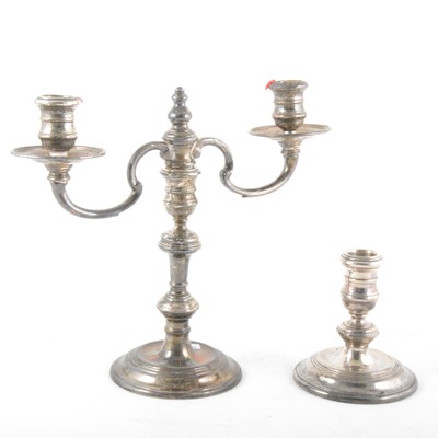 Lot 298 - Silver two-light candelabra