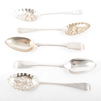 Lot 332 - Pair of silver berry spoons