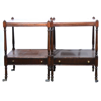 Lot 483 - A pair of reproduction mahogany lamp tables