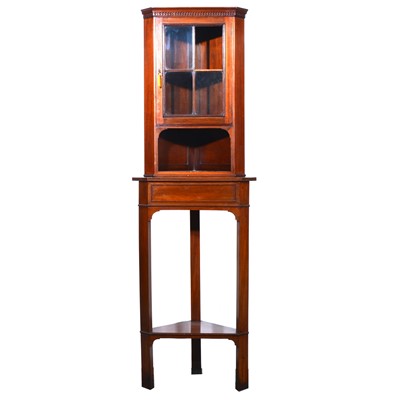 Lot 484 - Edwardian walnut freestanding corner cabinet