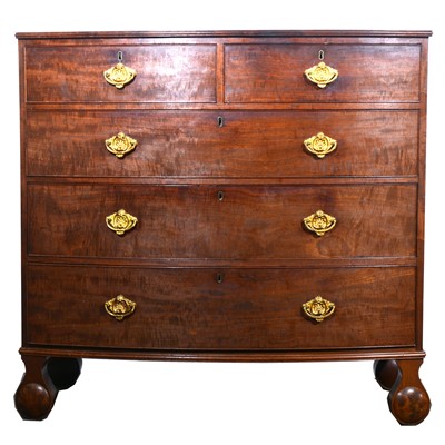 Lot 500 - Victorian mahogany bowfront chest of drawers,...