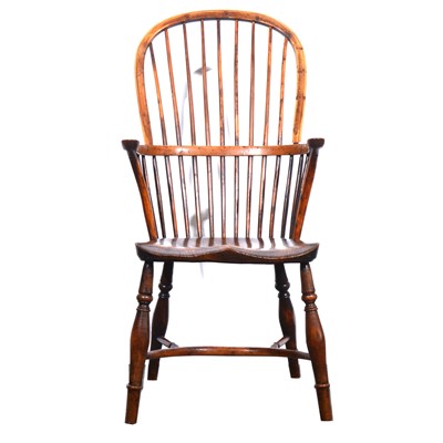 Lot 501 - Victorian elm and yew Windsor chair, hoop-back...