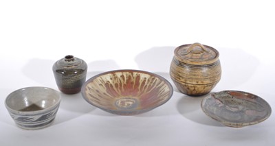 Lot 14 - A stoneware bowl by Barbara Cass, another bowl by Ian Box, and other studio pottery