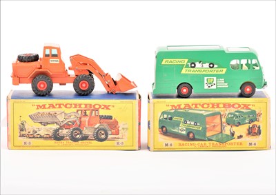 Lot 137 - Matchbox Kingsize M-6 racing car transporter, K-3 Hatra tractor shovel.