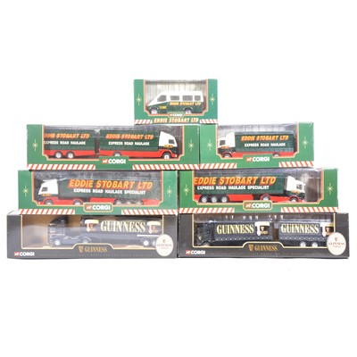 Lot 199 - Modern Corgi models; seven including 59503 Scania Curtainside trailer, 'Eddie Stobart'