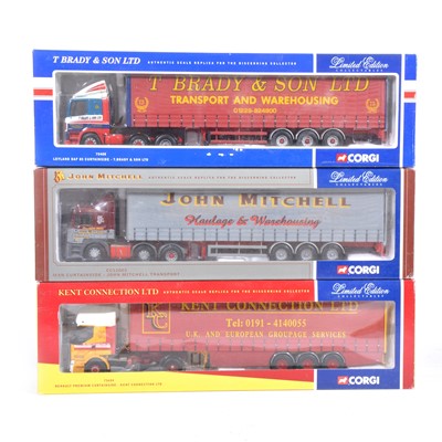 Lot 200 - Modern Corgi model lorries; thirteen including CC11902 ERF Curtainside 'Castle Cement' etc