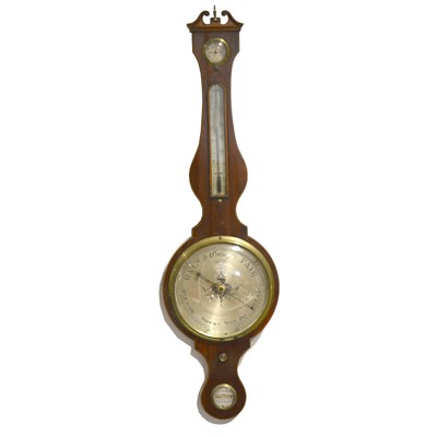 Lot 187 - A Victorian mahogany banjo barometer, Jacob & Halse, London.