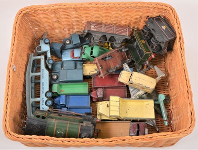 Lot 112 - Dinky Toys and other loose die-cast models; one basket of playworn examples
