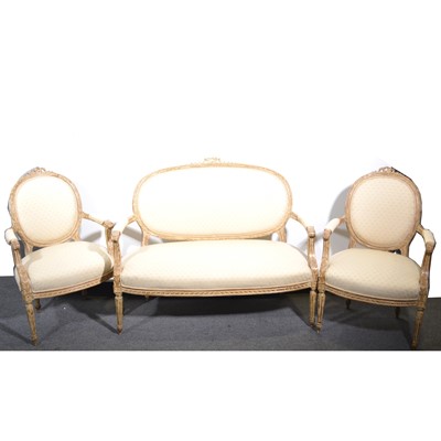 Lot 436 - A Louis XVI style three-piece lounge suite