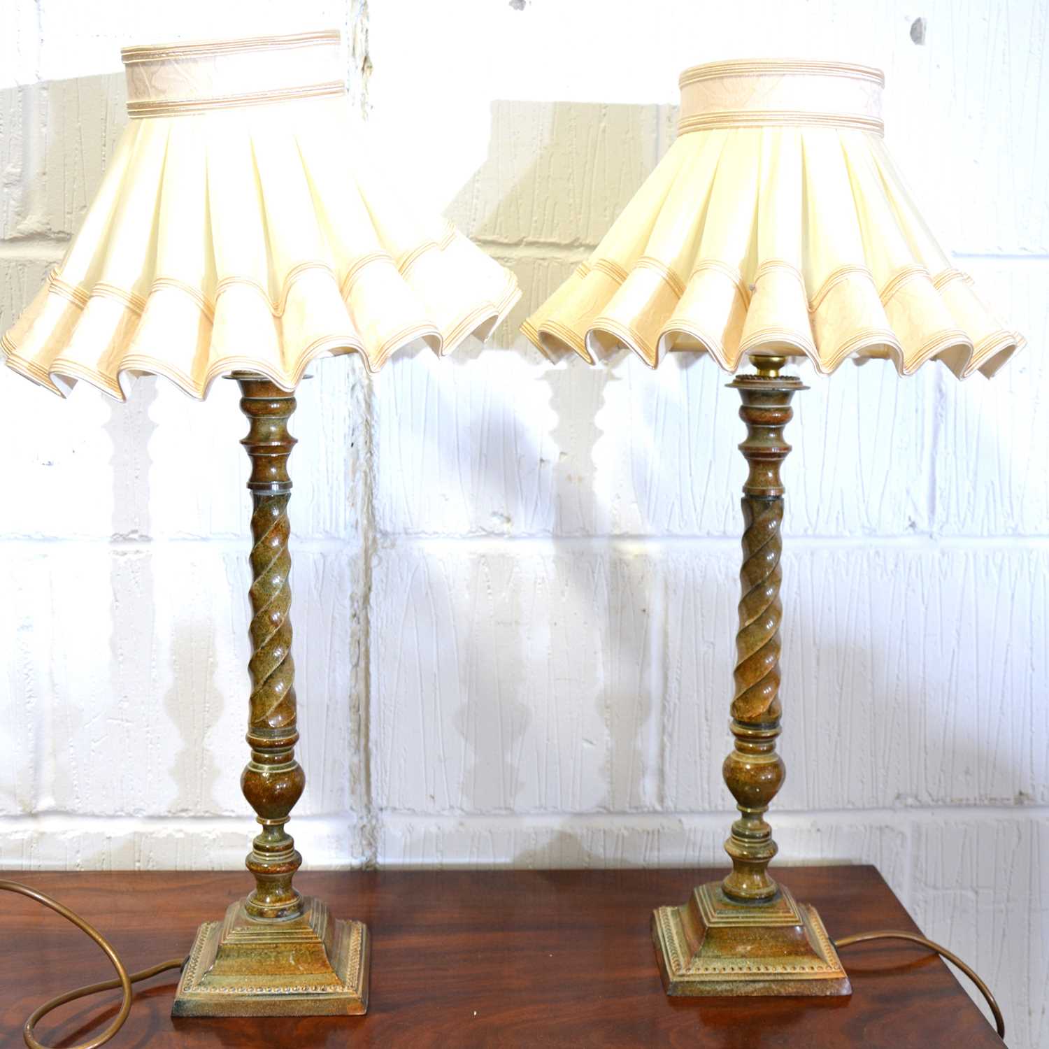 Lot 543 - A pair of reproduction table lamps