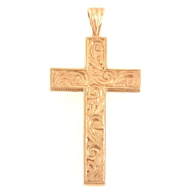 Lot 275 - A 9 carat yellow gold cross and chain.