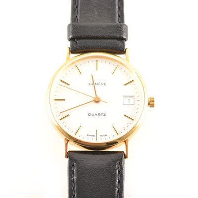Lot 300 - Geneve - A gentleman's 9 carat yellow gold quartz wristwatch.