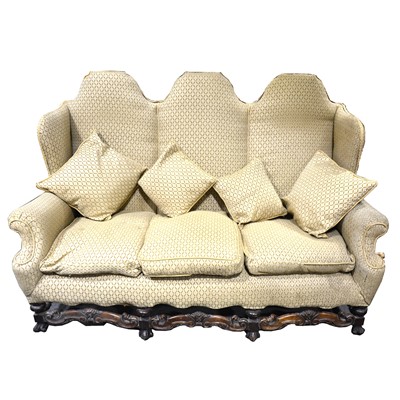 Lot 593 - Victorian three seater camel shaped back sofa