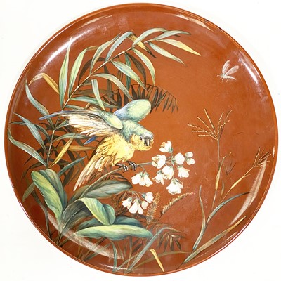 Lot 80 - A Victorian art pottery charger, by Brown-Westhead, Moore & Co, circa 1875