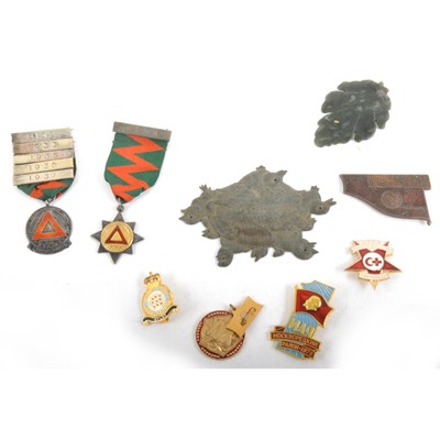 Lot 137 - A collection of metal badges, enamel, silver, Russian, etc