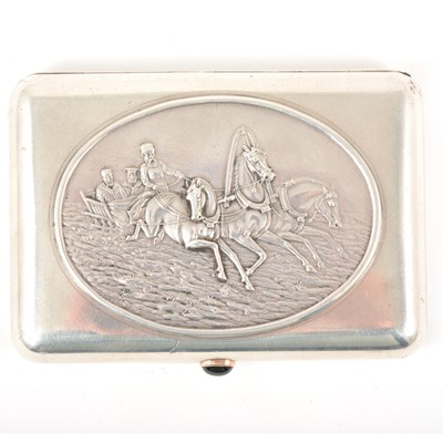 Lot 240 - A Russian silver cigarette case by Ivan Arkharov, assay mark for St Petersburg