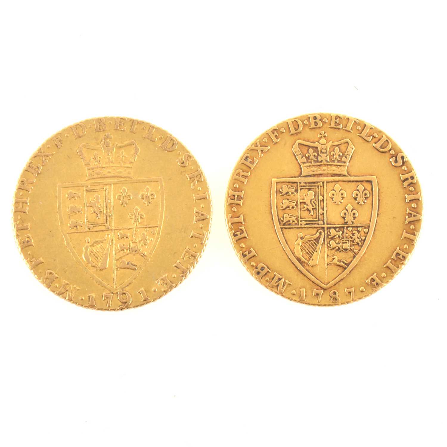 Lot 242 - Two Gold Spade Guineas, George III, 1787, 1791.
