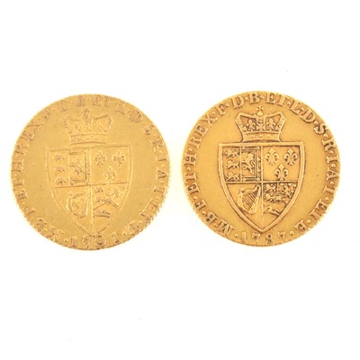 Lot 242 - Two Gold Spade Guineas, George III, 1787, 1791.