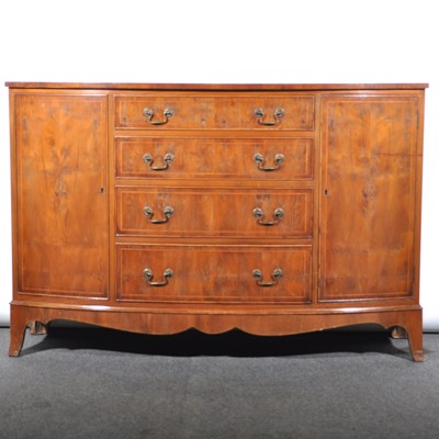 Lot 575 - Reproduction yew wood bowfront sideboard