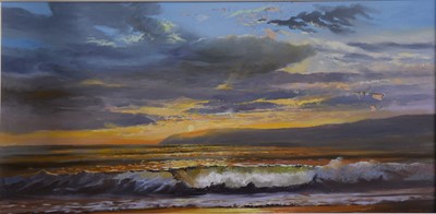 Lot 340 - Justin Blake - Sunset over the sea.