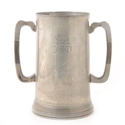 Lot 126 - A Victorian pewter glass bottomed Loving Cup.