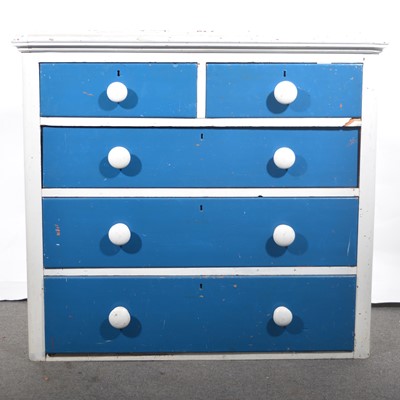 Lot 609 - A painted pine chest of drawers.