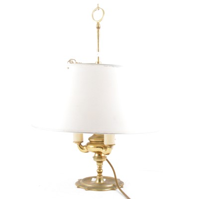 Lot 107 - A brass boulette table lamp with telescopic adjustable shade.
