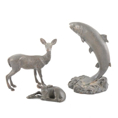 Lot 278 - A bronze model of a leaping carp, 12cm