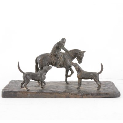 Lot 209 - Edwin Johnson, Huntsman with hounds, bronze group