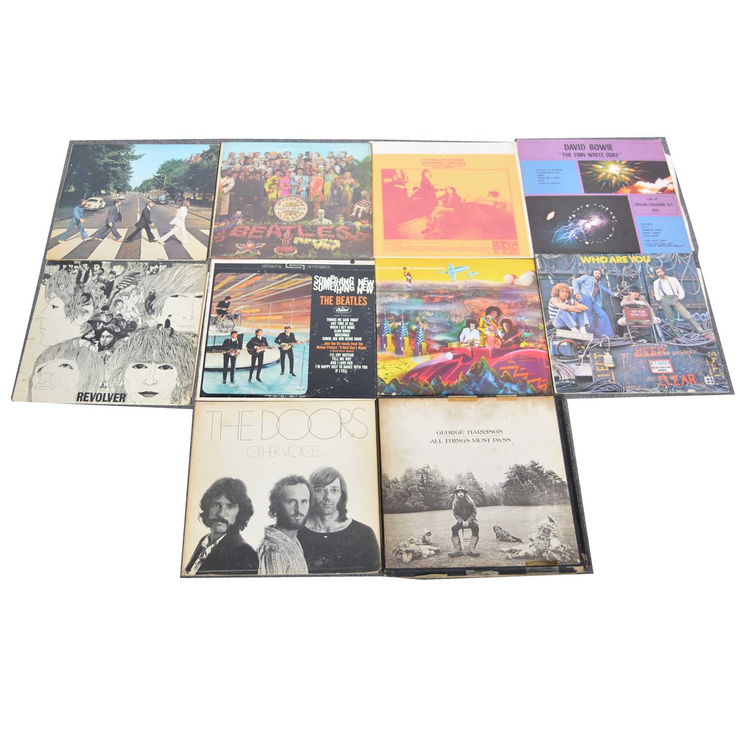 Lot 31 - Ten LP vinyl records; including The Beatles, David Bowie, The Doors, etc.