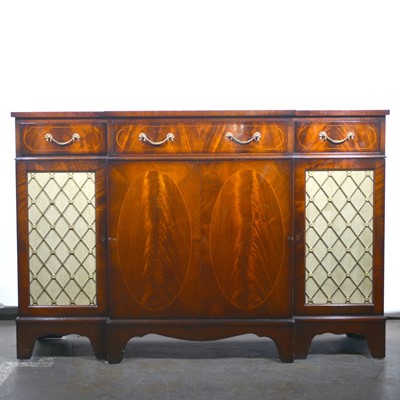 Lot 518 - Reproduction Regency mahogany breakfront sideboard.