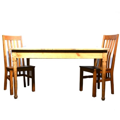 Lot 538 - Pine kitchen table and six chairs