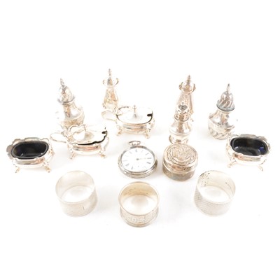 Lot 341 - A six piece silver condiment set