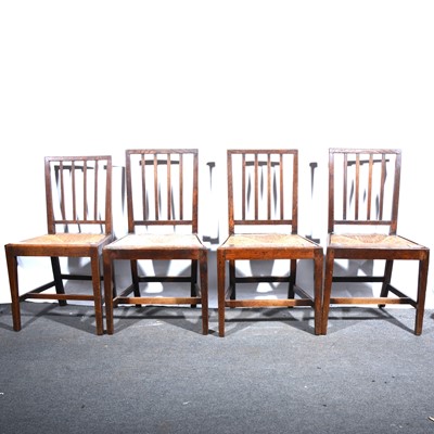 Lot 151 - Four Victorian oak dining chairs, three balloon backs, and another chair.