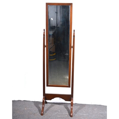 Lot 64 - A stained walnut cheval mirror.