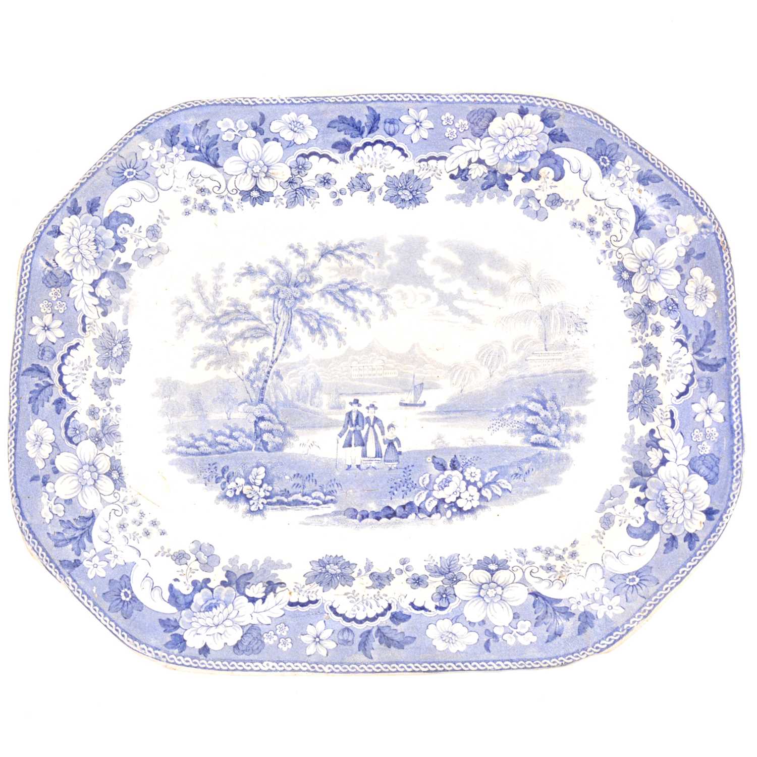 Lot 10 - Two Victorian blue and white printware meat plates