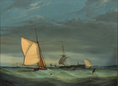 Lot 425 - J Van Gangin, shipping off the coast, oil