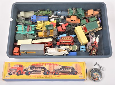 Lot 146 - Lesney Matchbox Toys; Major Pack M-4 Fruehauf Hopper Train, boxed, a tray of loose examples
