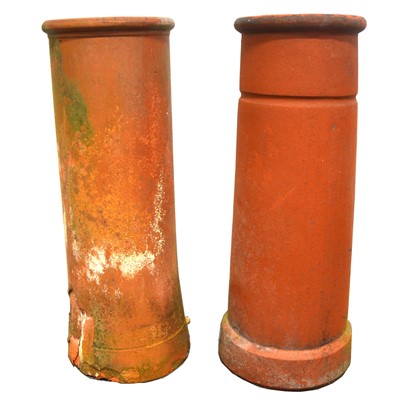 Lot 573 - Two terracotta plain cylindrical chimney pots