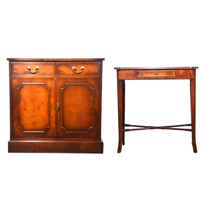 Lot 518 - Reproduction mahogany side cabinet, and a similar side table