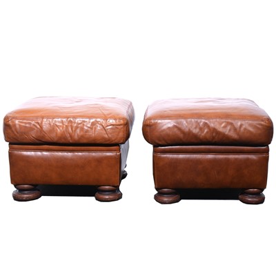 Lot 527 - Pair of modern brown leather footstools