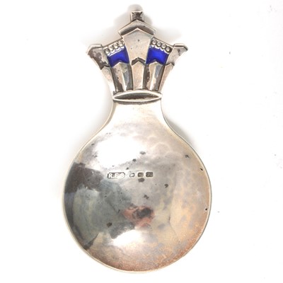 Lot 94 - Arts & Crafts silver and enamelled caddy spoon