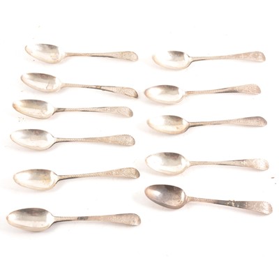 Lot 180 - Eleven silver bright cut teaspoons, Samuel Davenport, London 1790