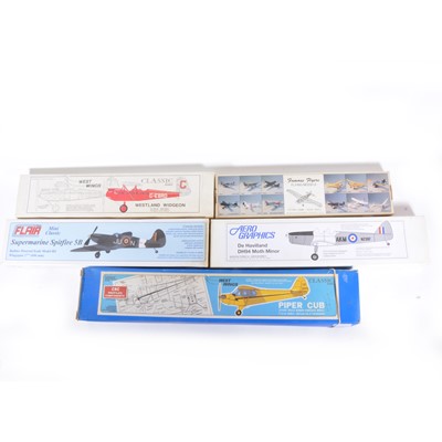 Lot 262 - 5 x Scale rubber kits SPITFIRE, MOTH MINOR,...