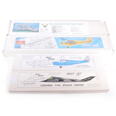 Lot 278 - 4 x Scale kits TIGER MOTH, PIPER J3, PUSS MOTH...