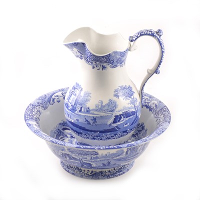 Lot 79 - Spode pottery jug and bowl, Italian pattern