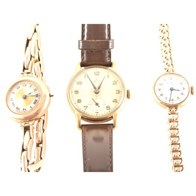 Lot 301 - Three gold watches, two lady's and one gentleman's
