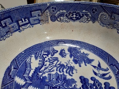 Lot 62 - A collection of Victorian blue and white plates and other similar pottery
