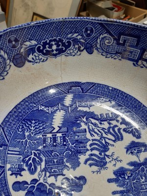 Lot 62 - A collection of Victorian blue and white plates and other similar pottery