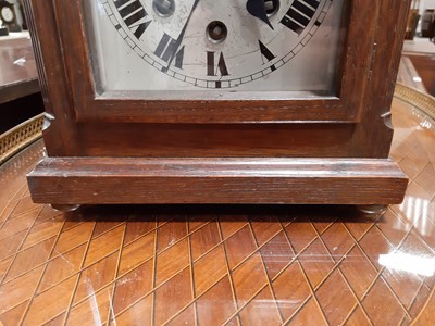Lot 162 - German oak cased bracket clock, signed Coxon, Nottingham